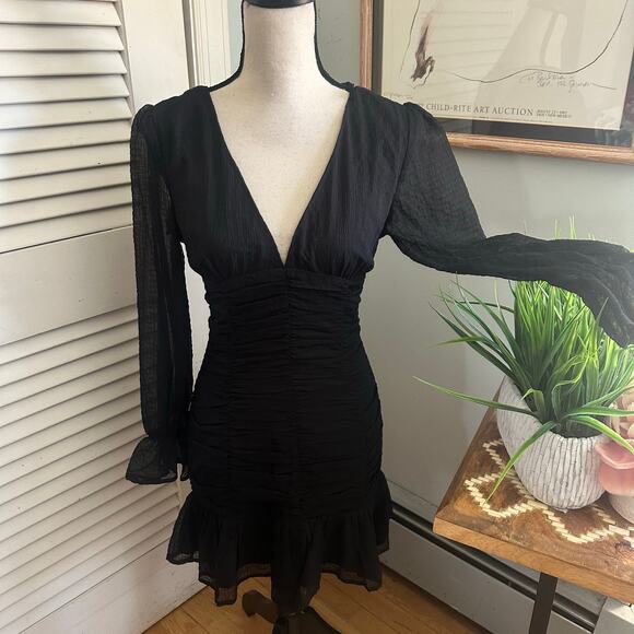 Storia Dress Womens Small Black Chiffon Babydoll Mini Dark Fairy Whimsigoth - Picture 3 of 11